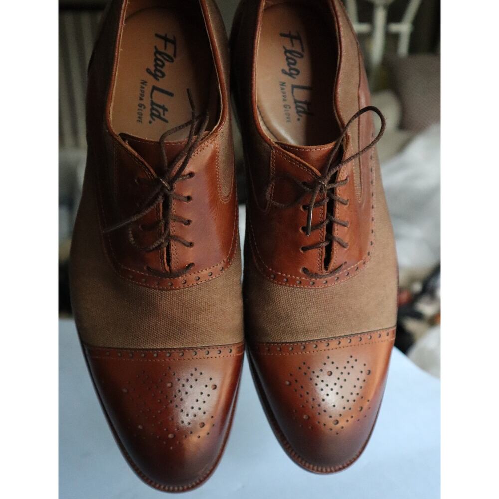 Flag LTD Hamilton Leather Canvas Cap Toe Dress Shoe Burnished Brown Mens 9 - Picture 5 of 10